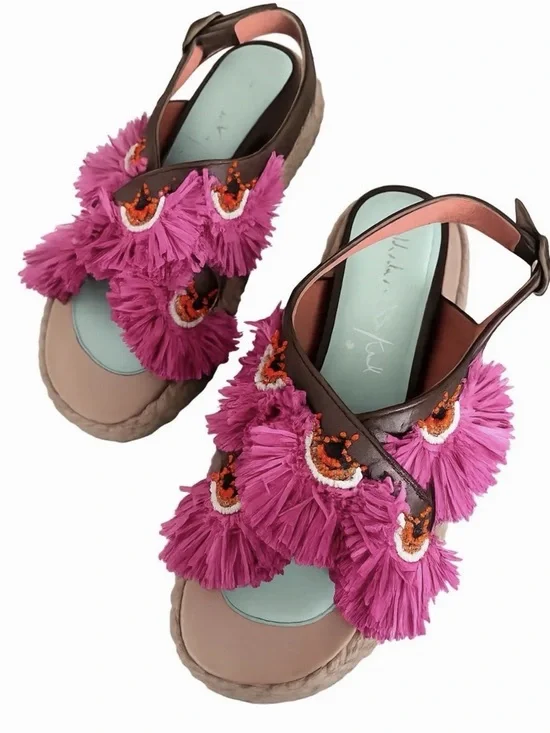 $350! MEHER KAKALIA  Rio Bloc Platform Sandals SZ EU 39/ US 8-8.5 NWOB - Picture 4 of 8